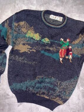 Aggio Men's Navy Golf Crewneck Sweater